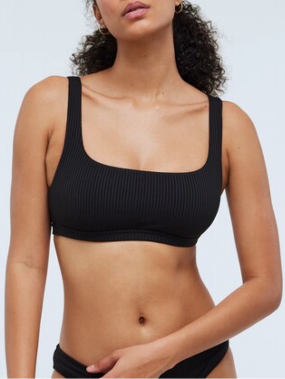 NWT Sold Out Madewell Black Ribbed Square-Neck Bikini Top